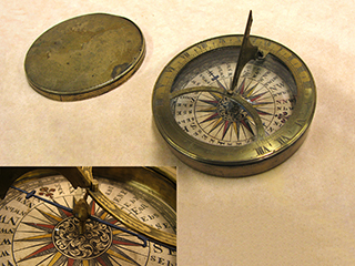 Genuine 18th century brass pocket sundial compass circa 1760